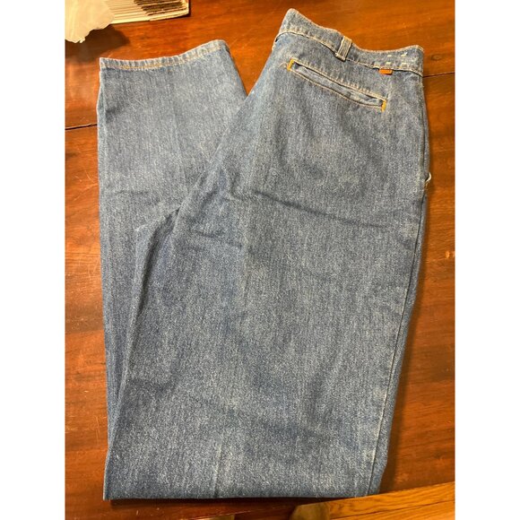 Vintage Orange Tab Levi Pleated Jeans Straight Fit Made in USA Size 36 x 34 - Picture 3 of 5